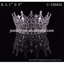 fashion metal silver plated full round big pageant boys crowns